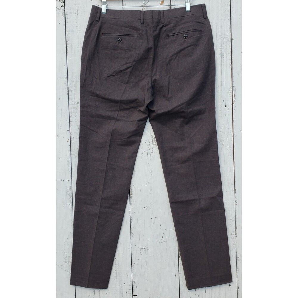 BONOBOS Tollegno 1900 3D Wool Cotton Linen Heathered Brown Pants 33/32 Slim Fit - Picture 6 of 8